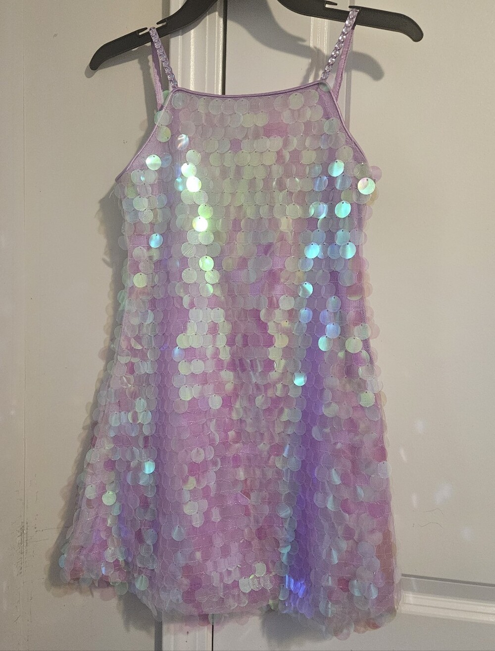 Girls Iridescent Pink Sequin Dress